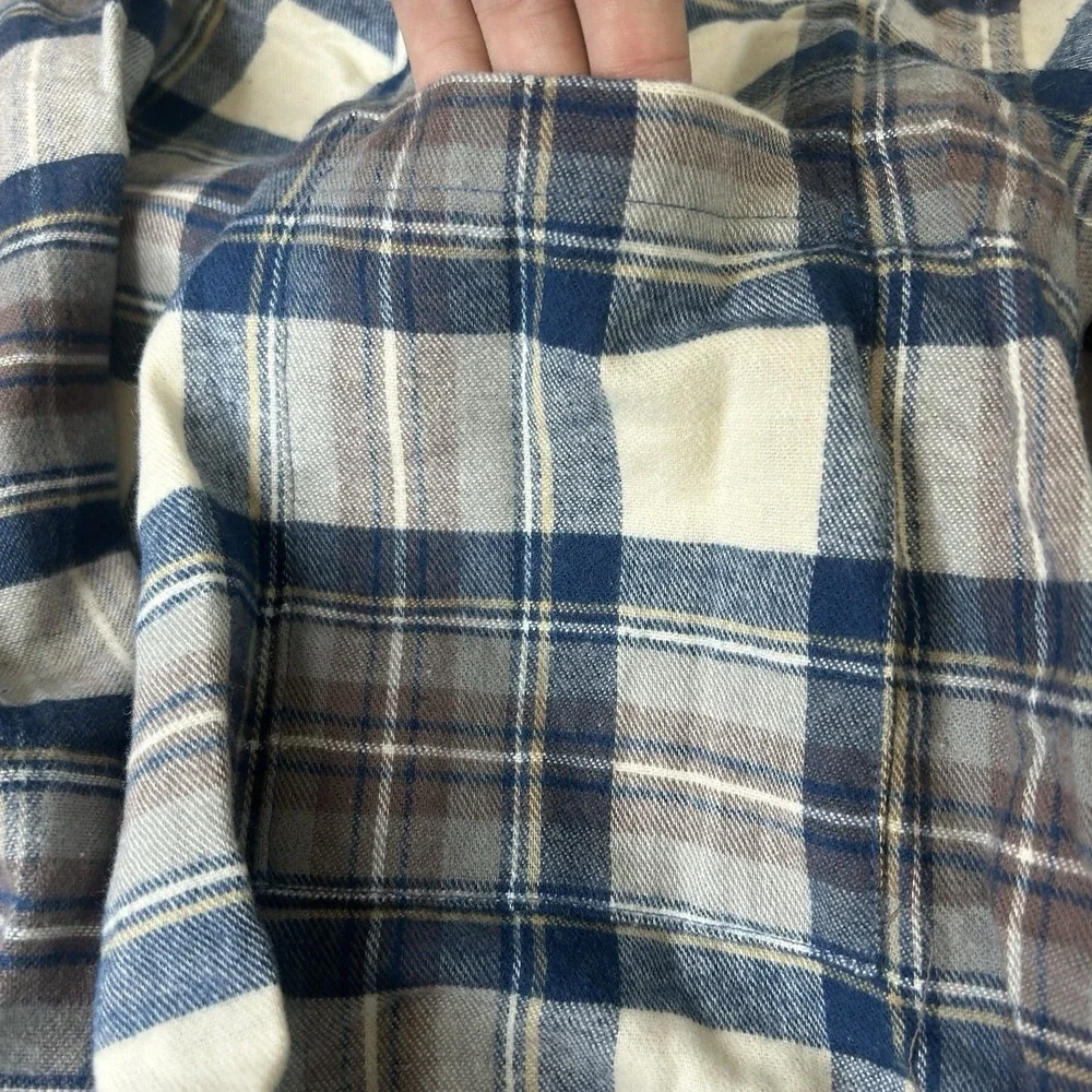 L.L.Bean Scotch Plaid Flannel Robe Men's Size XL 100% Cotton Multicolor Blue